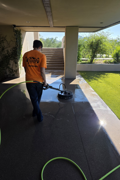 Advantage Power Washing. Pressure washing patio deck and pool decking