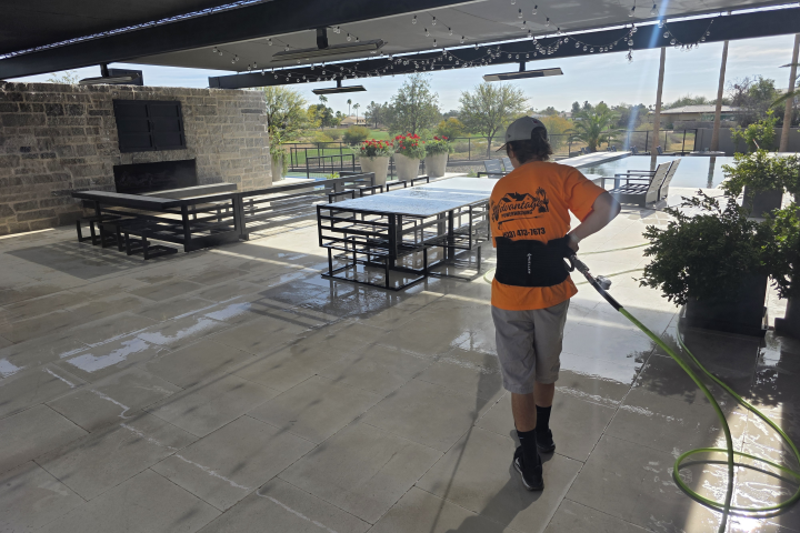 Advantage Power Washing. Pressure washing patio deck and pool decking