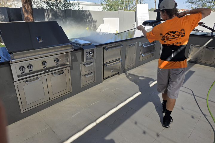 Advantage Power Washing. Pressure washing patio deck and pool decking